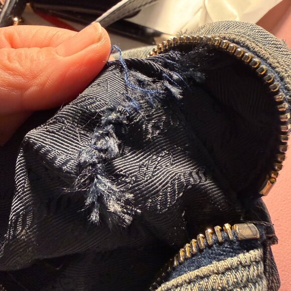PRADA DISTRESSED DENIM POUCH - Picture 11 of 11